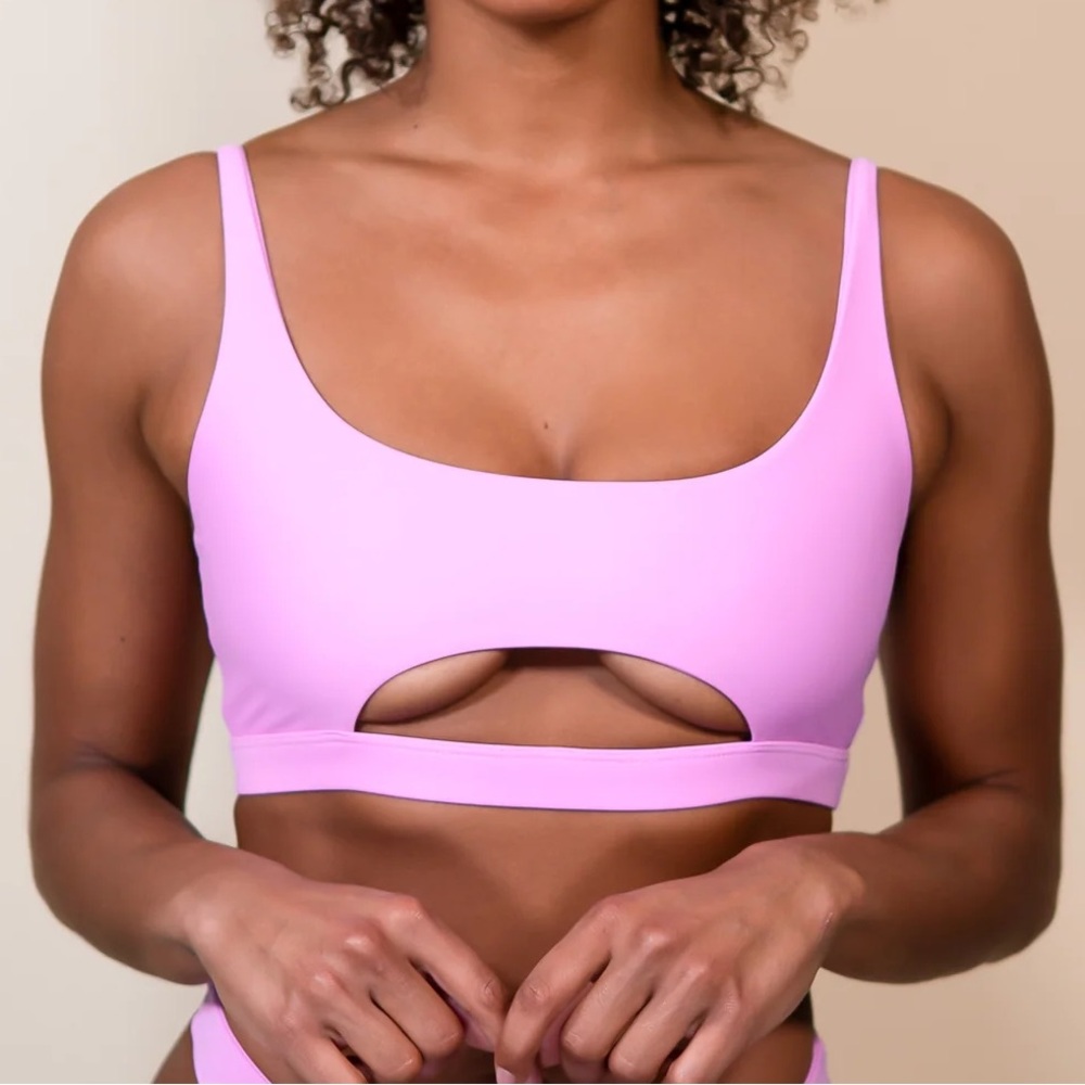 KB Swim Pink Cutout Bikini Top